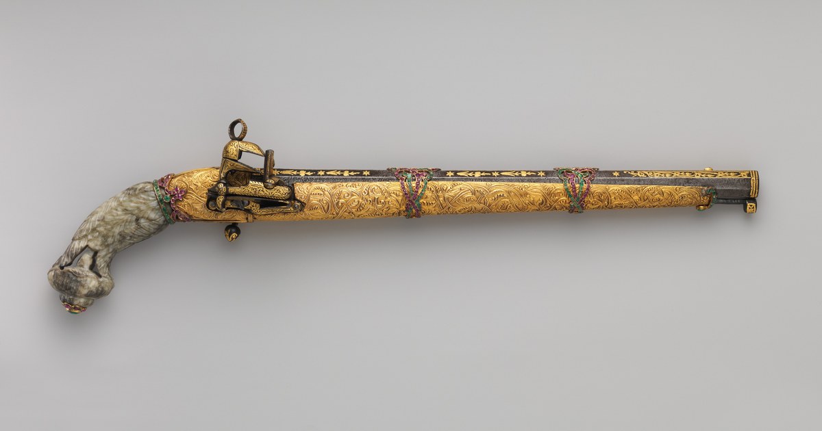 Pistolet turc à platine miquelet orné d'or, du Metropolitan Museum of Art