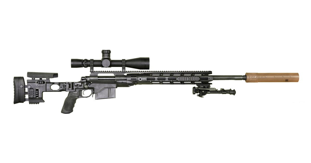 Fusil de precision XM2010 de l'US Army equipe d'un silencieux
