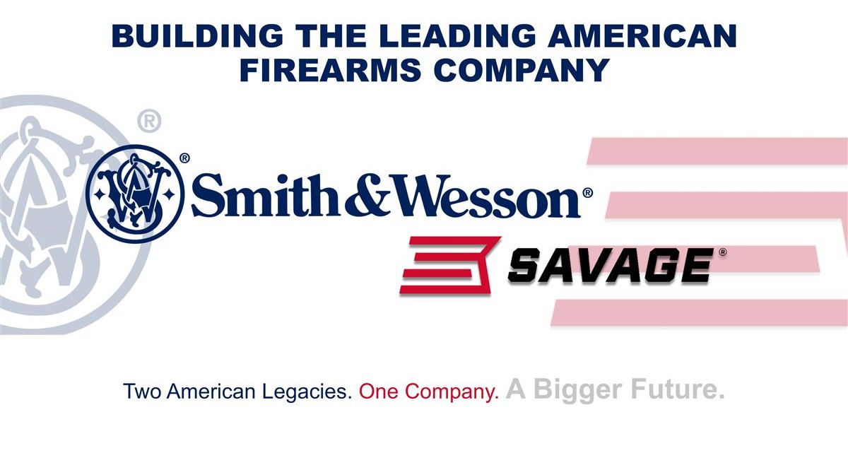 Logos de Smith & Wesson et Savage sur la présentation du rachat